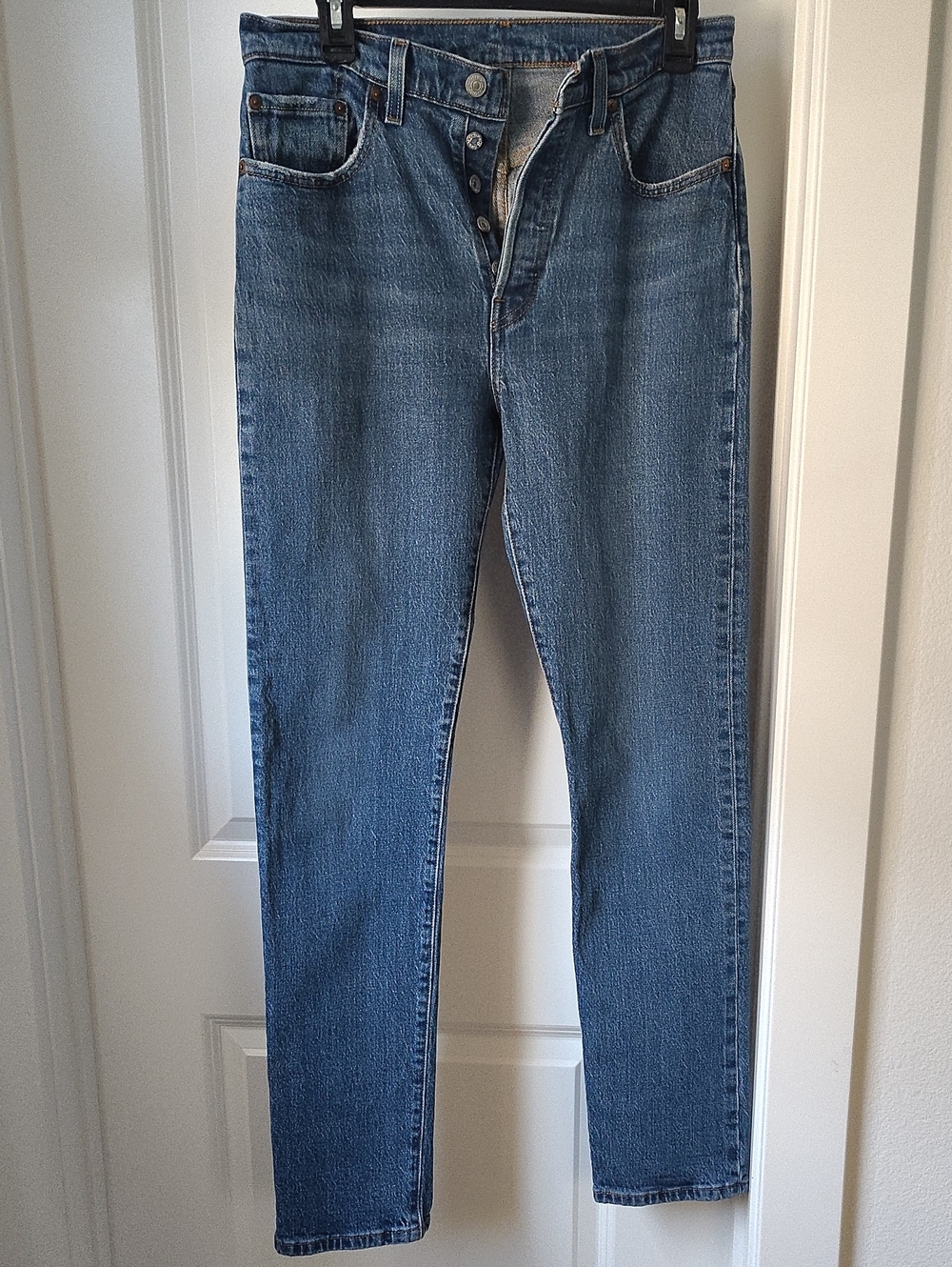 Levi's Blue Denim 501 Jeans with Leather Patch
